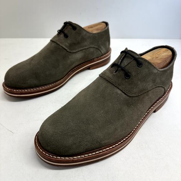 EXCELLENT Rancourt & Co. x Helm Benson Derby Suede Gray /. Olive Green Plain 9.5 - Picture 5 of 13